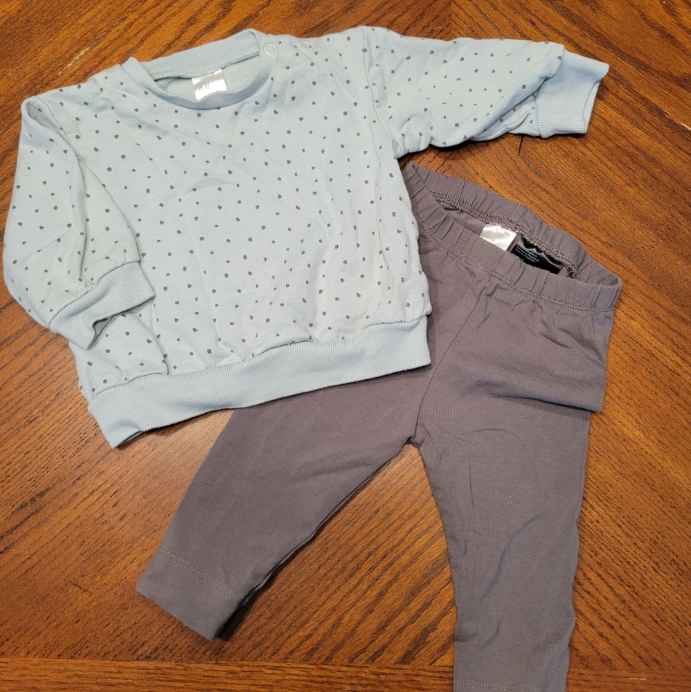 H&M Cotton Sweatshirt and Solid Pant | 6M - Picture 2 of 5